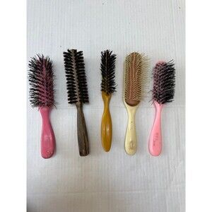 LOT OF 5 VINTAGE BOAR BRISTLE HAIR BRUSH MCM GOODY MOHAWK SPORNETTE WONDER